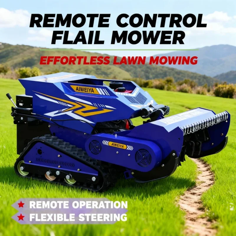 

Газонокосилка с резиновой гусеницей по индивидуальному заказу — вездеходный робот с дистанционным управлением с двигателем для садового сельского хозяйства