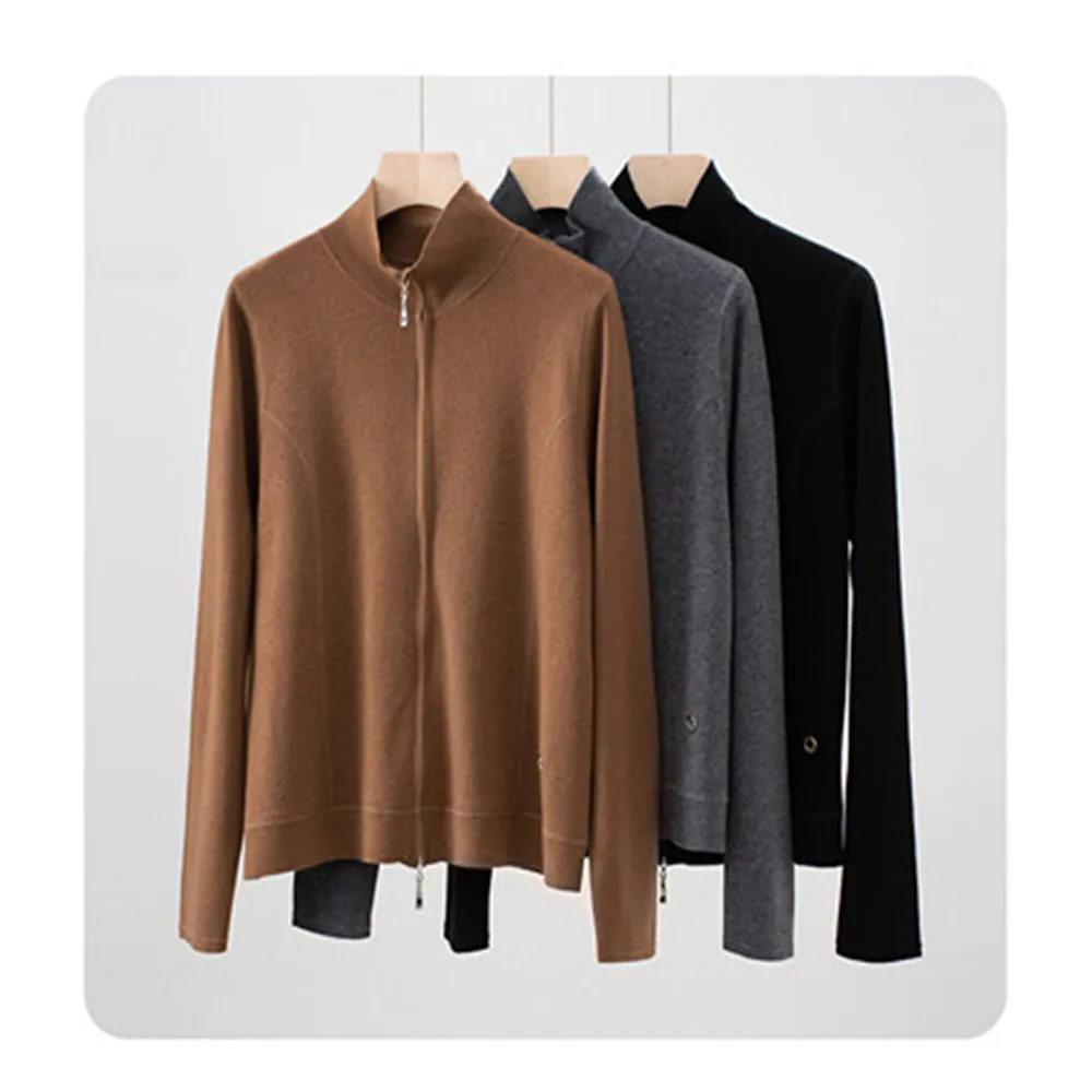 

25 осень/зима, новое шерстяное вязаное пальто на молнии с v-образным вырезом + повседневный универсальный комплект широких брюк