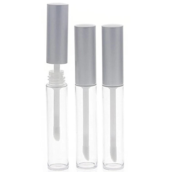 

3 Pcs Clear Lip Gloss Empty Tubes with Wand Container Wands Silver
