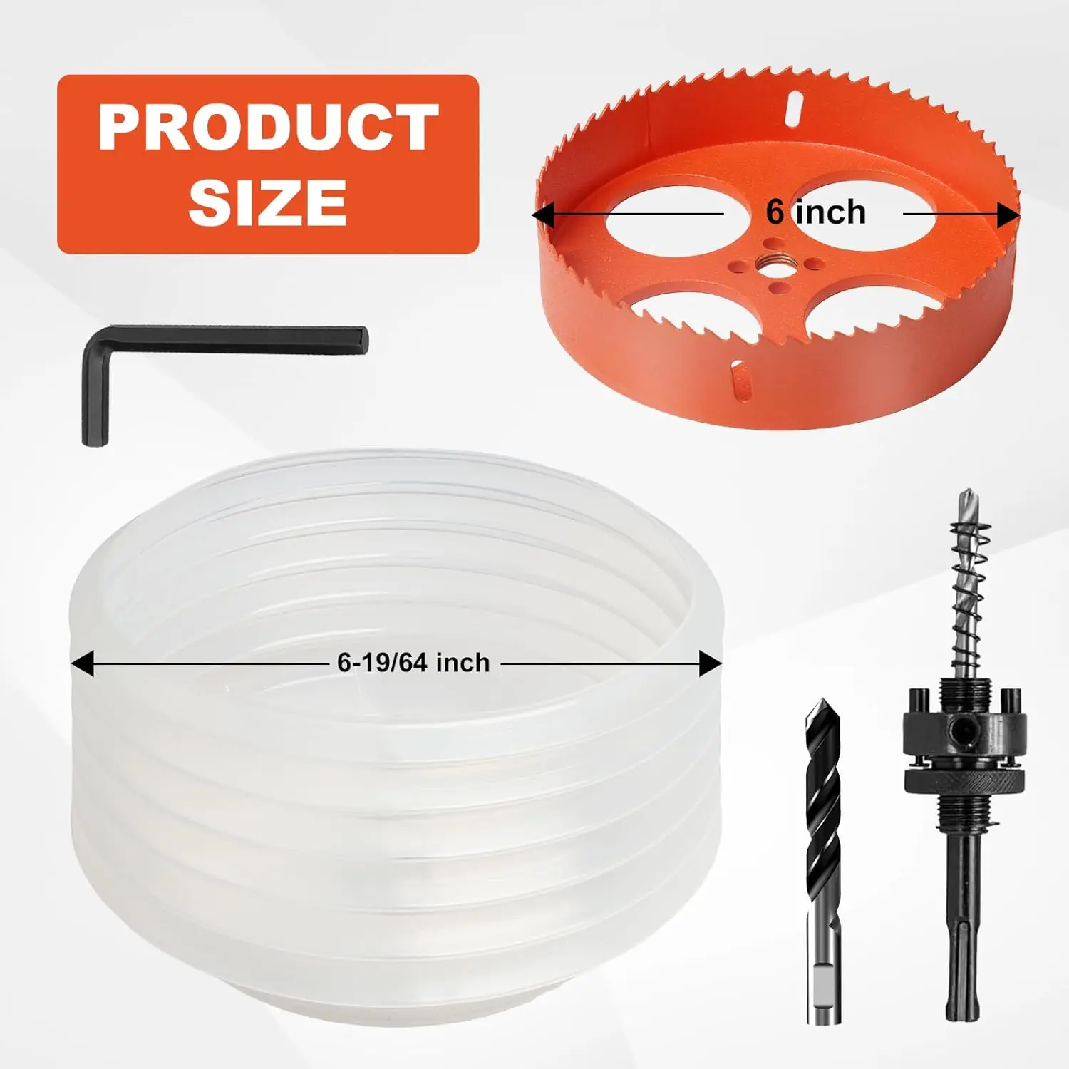 6 inch Hole Saw for Recessed Lights,Hole Saw Kit with Dust Bowl, Drill Bit for Wood Metal Plastic,Bi-Metal Drywall Saw Cutter