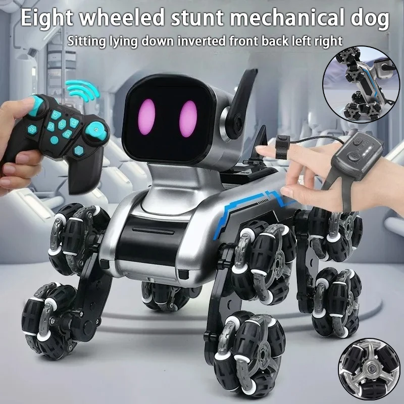 

Intelligent robotic dog, children's remote control car gesture sensing deformation eight wheel stunt electric mechanical dog toy