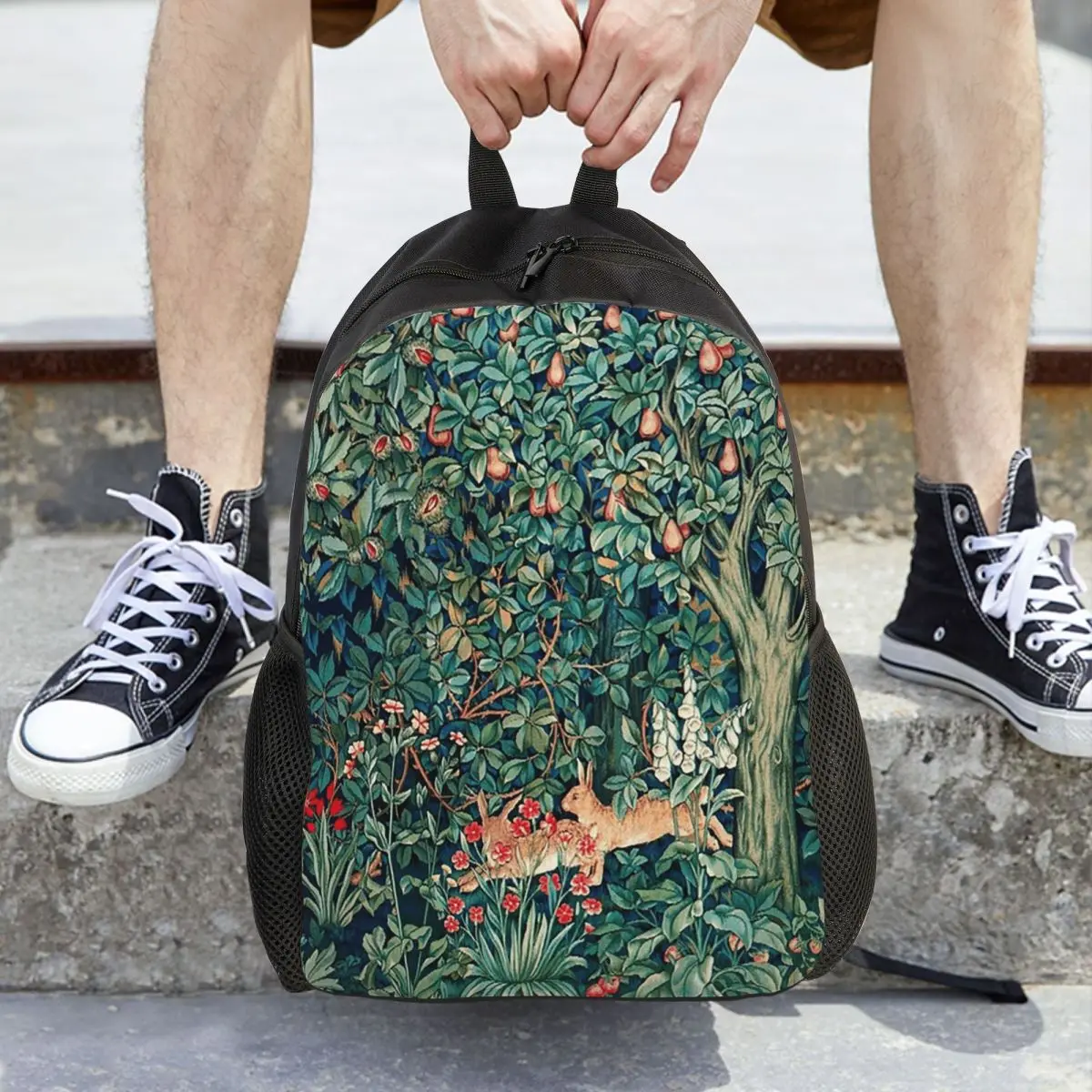 الأخضر، حيوانات الغابات الحروف الأزرق الأخضر الأحمر الأزهار نسيج حقيبة الظهر حقيبة مدرسية المشي لمسافات طويلة السفر Daypack حقيبة الكتب حقائب الكتف