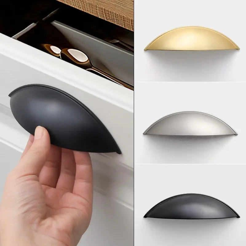 Shell Handle Chinese Medicine Cabinet Drawer Handle Open Mount Half Round Handle Black Gold Ears Half Round