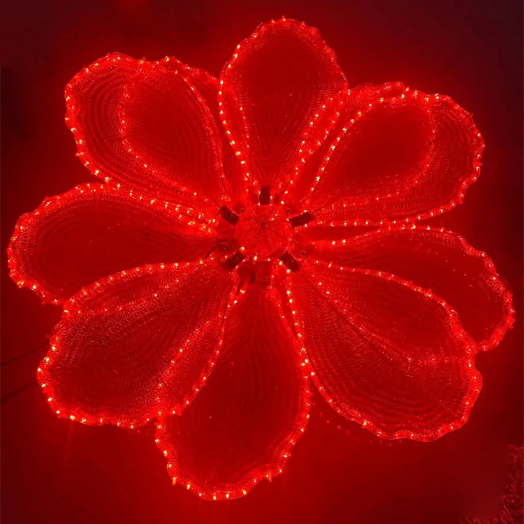 New year Decor artificial led illuminated Christmas flower shape street motif light