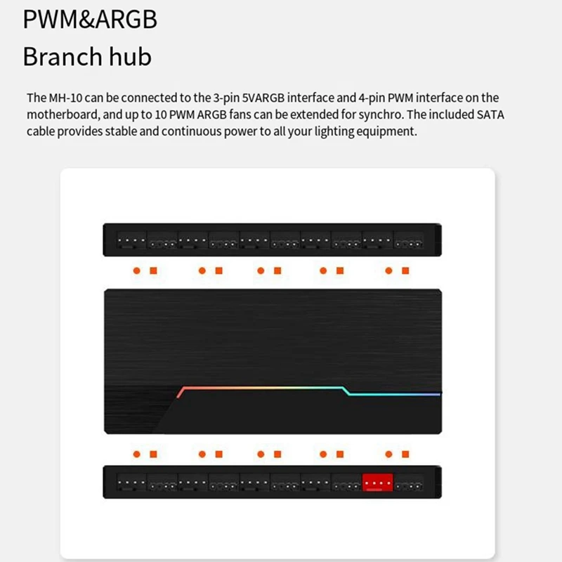 New MH-10ARGB Controller Dual 10-Bit Wireless Controller Can Synchronize PWM Temperature Control With Shenguang Ten-Port Hub