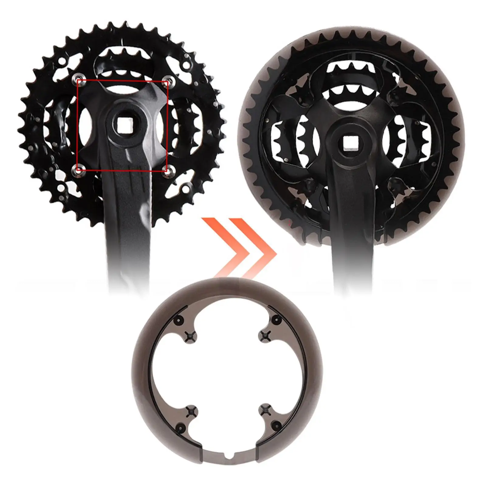 Bicycle Chain Guard Plastic Chainring Protector Chain Loop Shield Cycling Accessories for Road Mountain BMX Bikes 44T