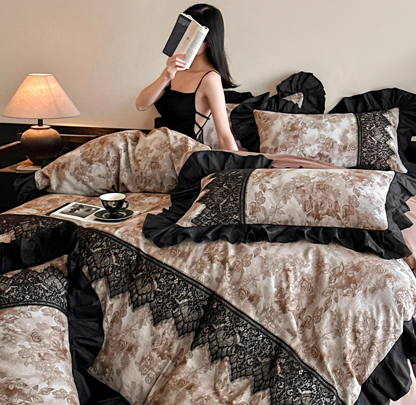 Luxury Lace Jacquard Bedding Set Single Double Queen King Size Quilt Cover Bedsheet Pillowcase Pure Cotton Duvet Cover Set