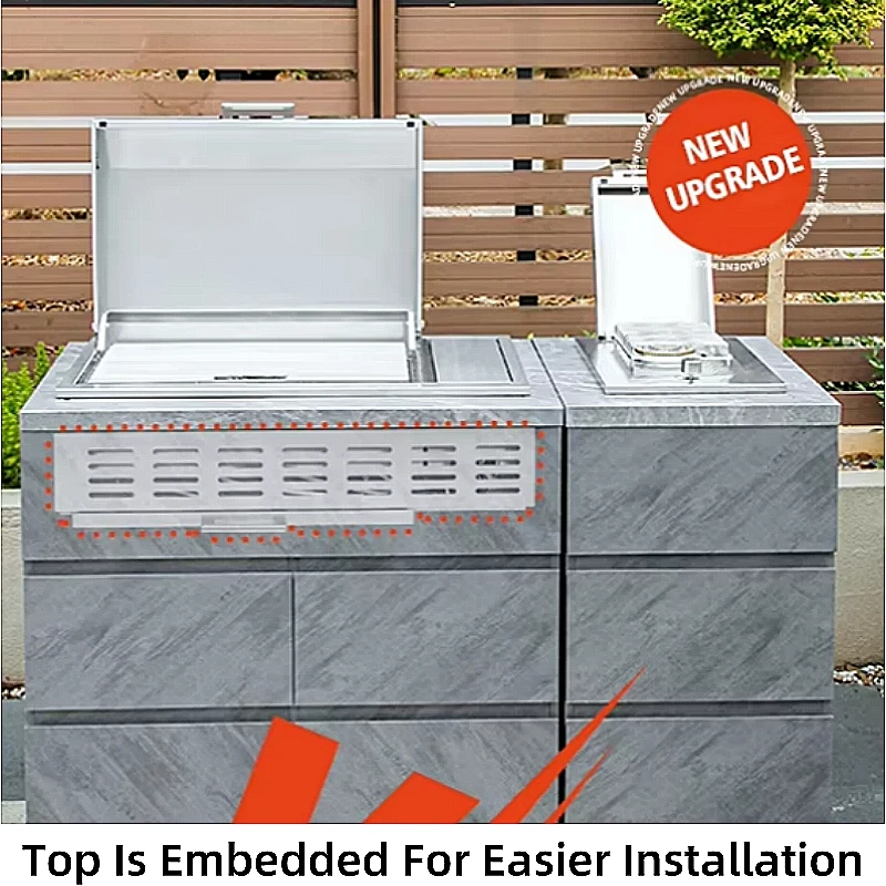 Newly Upgraded Outdoor Kitchen Top Embedded 304 Stainless Steel 4 Burner Built-In Gas BBQ Grill High Quality Single Sided Burner