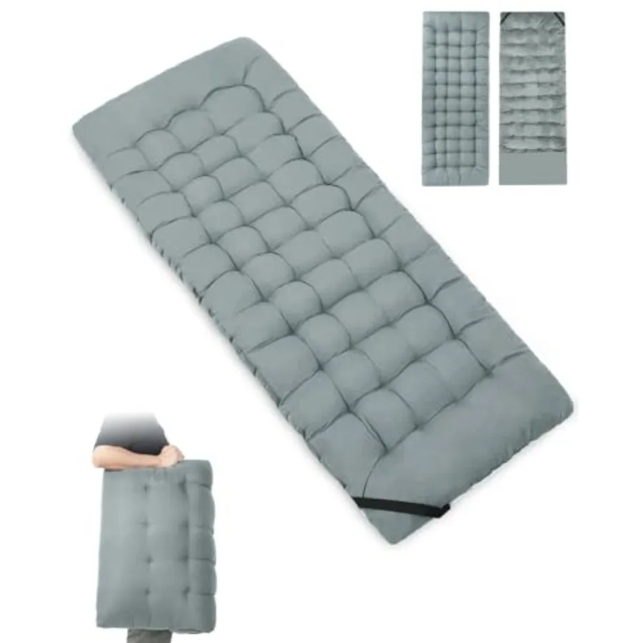Cot Mattress: 1.5-2" Thick Soft Camping Cot Mattress Pad - 75"x28" Folding Cot Topper with Fix Straps for Single Bed Camp Cot R