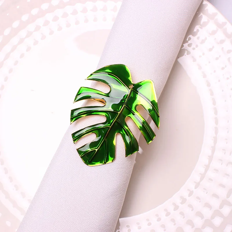 Napkin Rings Holders Green Monstera Deliciosa Leaf Buckle Novelties Becket For Hotel Wedding Party Event Dining Table Decoration