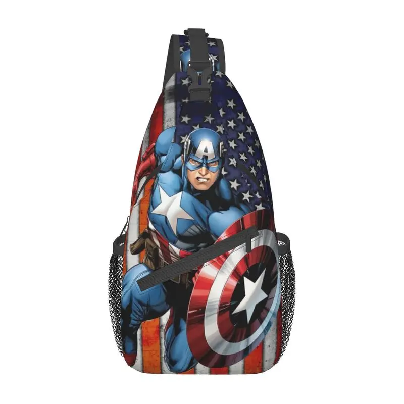 

Captain America Crossbody Sling Backpack Men Custom Chest Shoulder Bag for Traveling Daypack