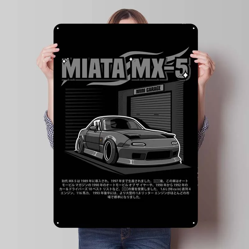 Mazda Miata MX 5 Tinplate Sign Car Poster Decoration Wall Decor Living Room Retro Metal Sign for Garage Wall Decoration Man Cave