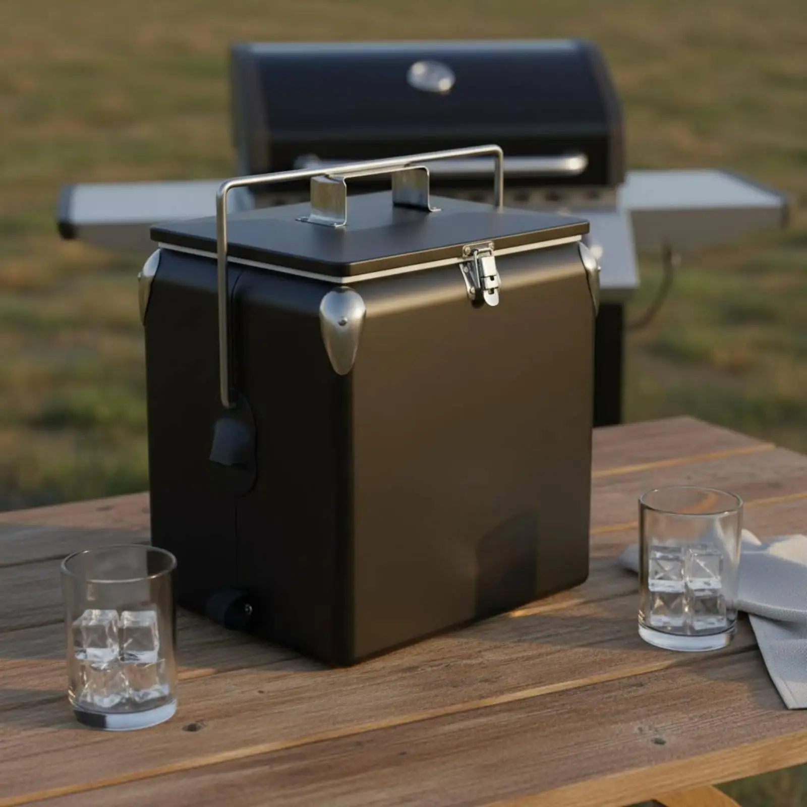 Iron Insulated Cooler Chest Thermal Box with Handle Portable Cooler Bag for Camping Hiking Car Use view 3