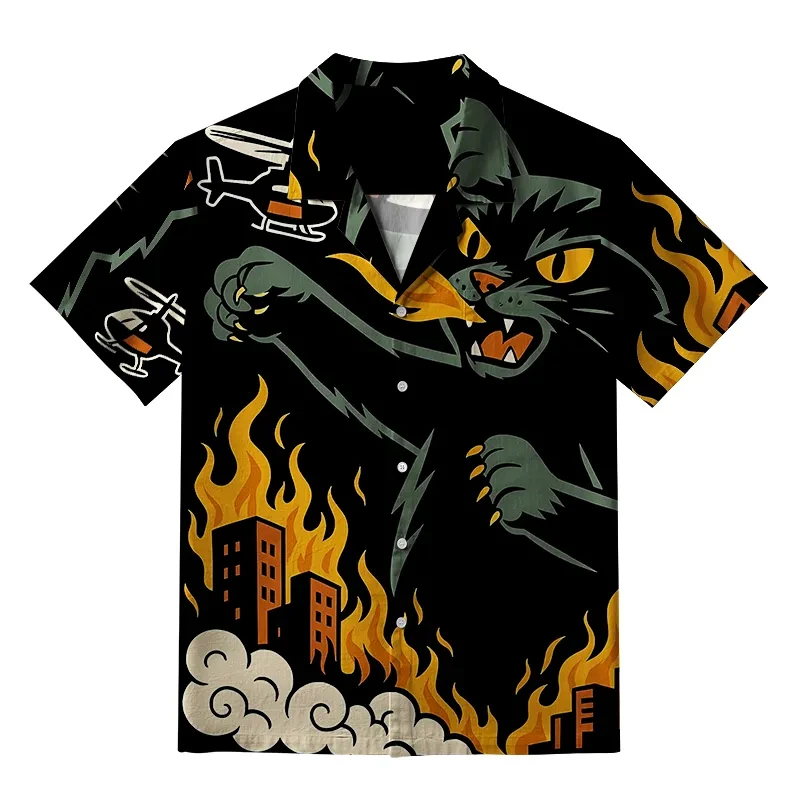 Camisas con estampado de flores de estilo japonés vintage para hombre, camisa de arte japonés, camisetas de verano para hombre, camisa informal retro de manga corta para hombre