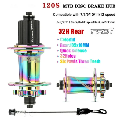 Imagen 2 del producto HASSNS PRO 7 bujes de mtb de 32 agujeros 7 8 9 10 11 bujes de bicicleta de montaña de 12 velocidades cubo ruidoso k7 24/32 agujeros buje para bicicleta MTB buje trasero de liberación rápida