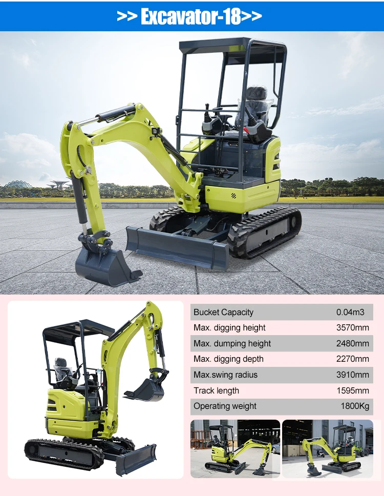 Mini-Bagger für Landwirtschaft, Hydraulisch, 1,5 Tonnen, 1,8 Tonnen, 2 Tonnen, mit Kabine, EPA EURO 5 Standard, Maßgefertigter Kleinbagger zum Verkauf – Detail 6