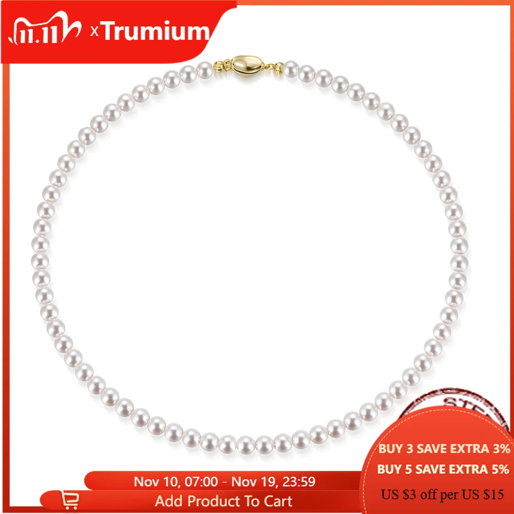 

Trumium Vintage Elegant 6/8/10mm White Pearl Chain Choker Necklace for Women Wedding Party Fashion Simple Jewelry Giris Gift
