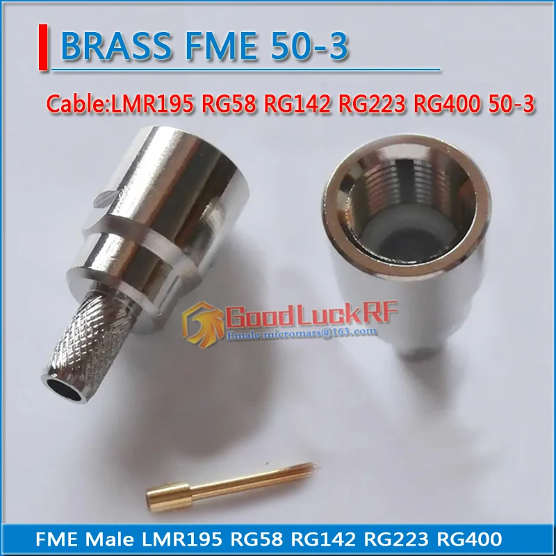 

1X Pcs RF Coax Connector Socket FME Male Plug Crimp for LMR195 RG58 RG142 RG223 RG400 RF Coaxial Nickel plated BRASS