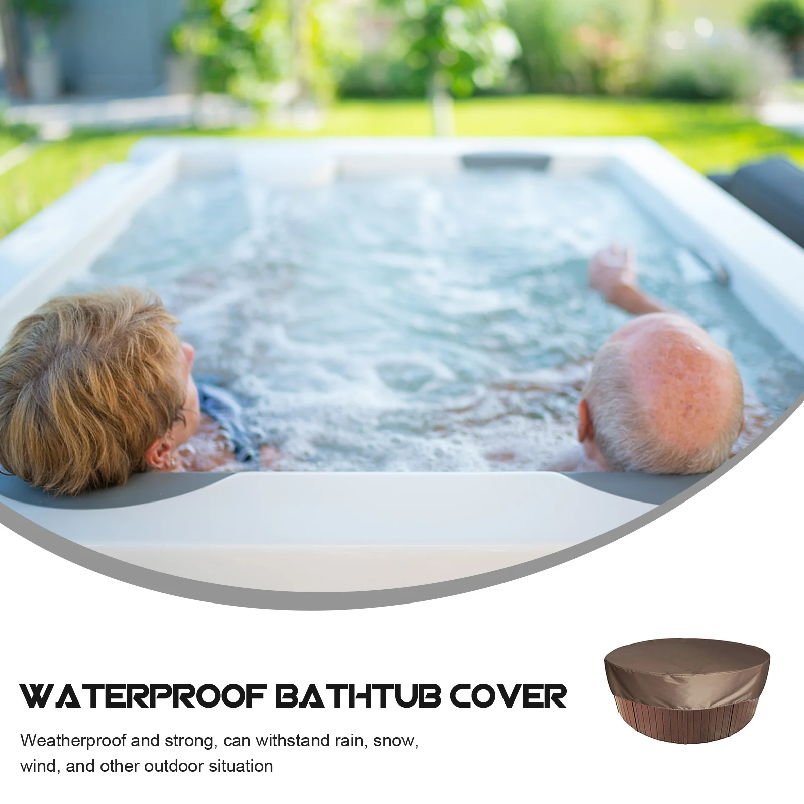 

1Pcs Waterproof Hot Tub Cover Round Bathtub Protector for Pool Outdoor Tub Shade Heavy Duty Weatherproof Cover