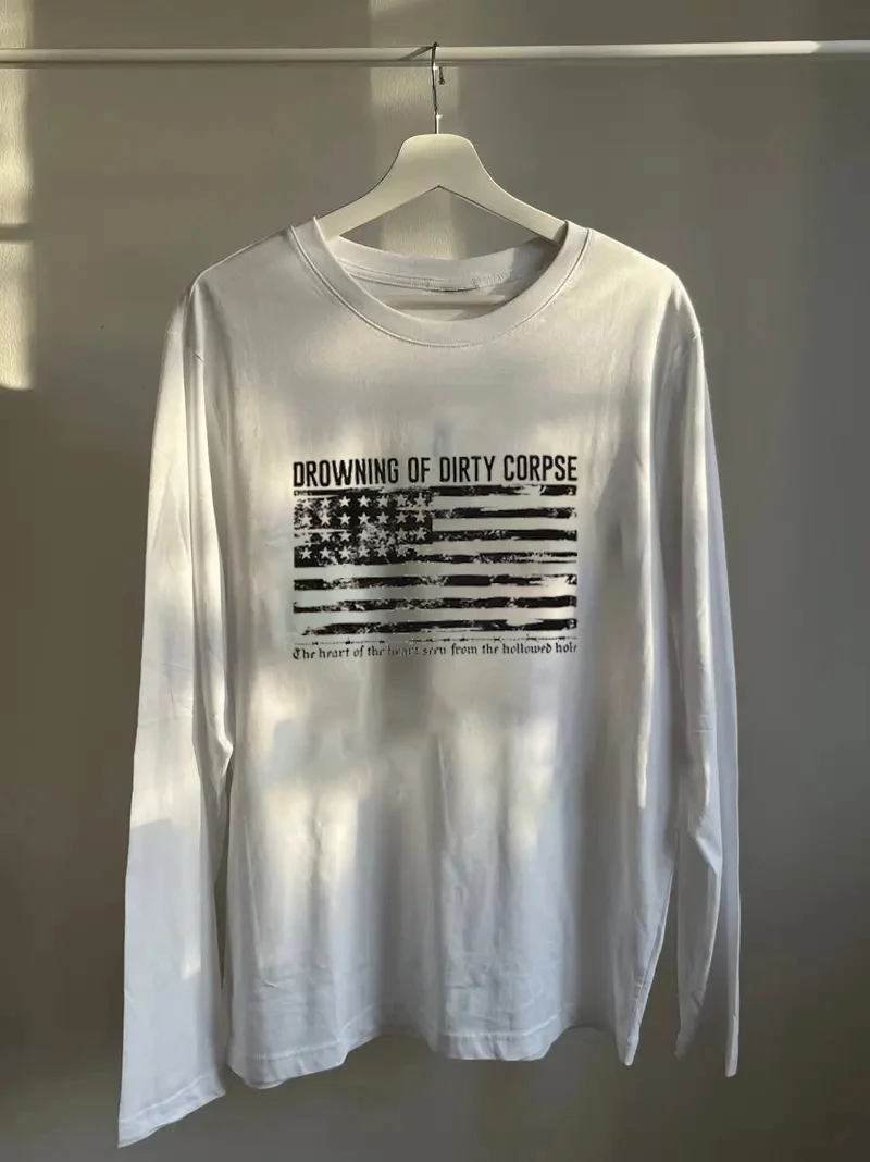 Herbst und Winter neues Unisex-Langarm-T-Shirt, einfaches, tägliches, vielseitiges, modisches, vielseitiges DIY-gedrucktes Basisshirt