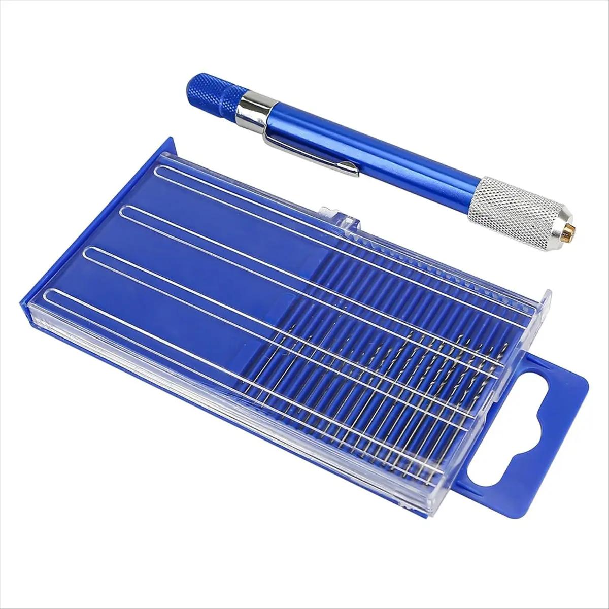 HITL 21PCS Carburetor Jet Drill Bits Pin Vise Set, for Jewelry Bead Making Crafts Orifice Drilling Wood DIY Carving