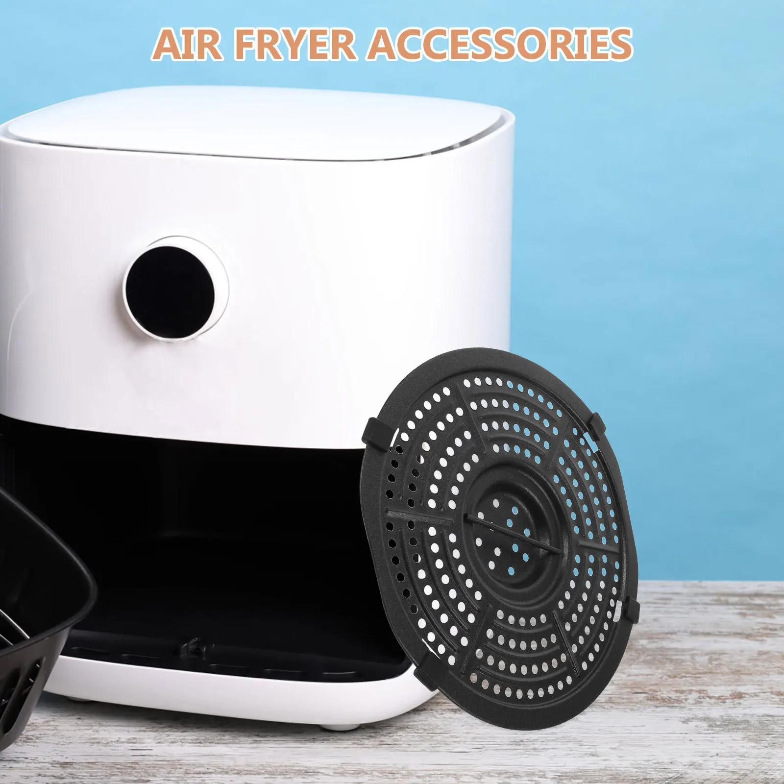 

18Cm Air Fryer Crisper Plate Nonstick Replacement Grill Pan for Bbq Steak Pizza Fries Cooking Airflow Design Dishwasher Safe