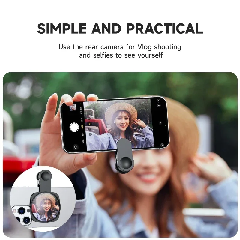 New Mobile Phone Rear Camera HD Reflective Selfie Mirror with Storage Bag for IPhone Photo Video Selfie Vlog Phone Accessories