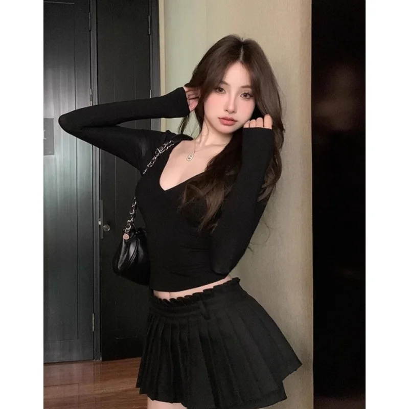 تي شيرت نسائي بأكمام طويلة من الدانتيل مزين بالزهور بقصة ضيقة يسمح بمرور الهواء للصيف عصري للعمل الأنثوي كاجوال نمط ملابس الشارع الجامعي