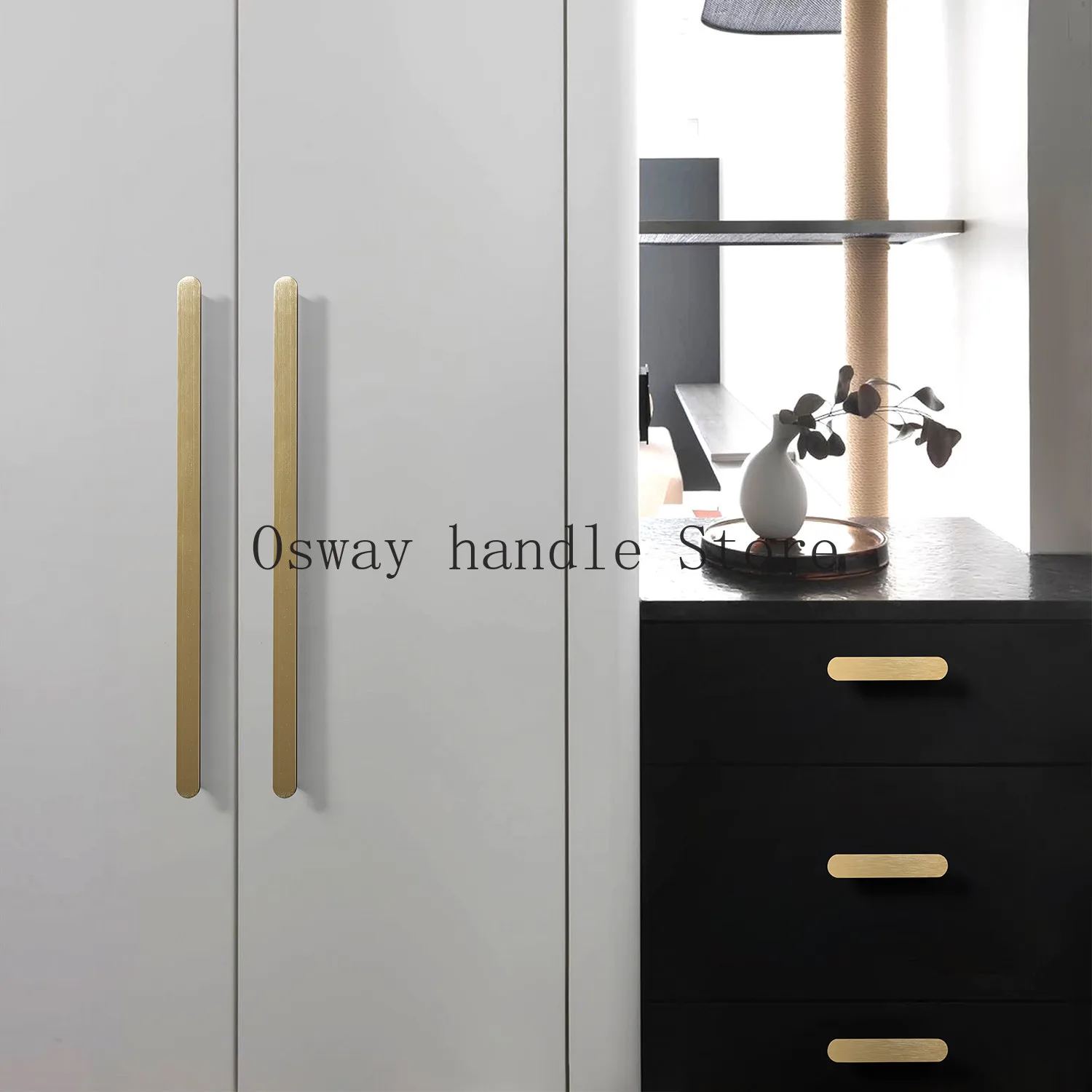 Simple black aluminum alloy cabinet handle for wardrobe drawer kitchen furniture door hardware accessories