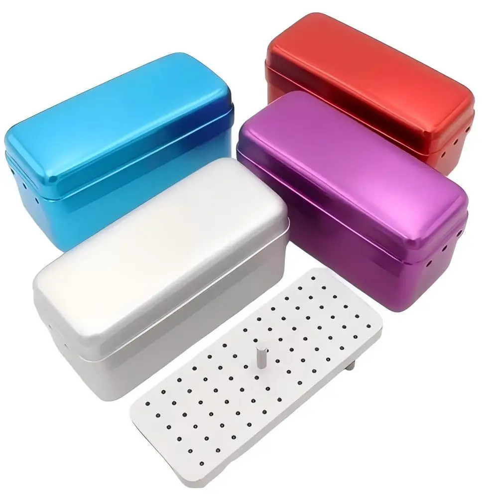 

Dental 72 Holes Endo Box Aluminum Autoclave Sterilizer Case Diamond Bur Holder Disinfection Storage Box Dental Tool