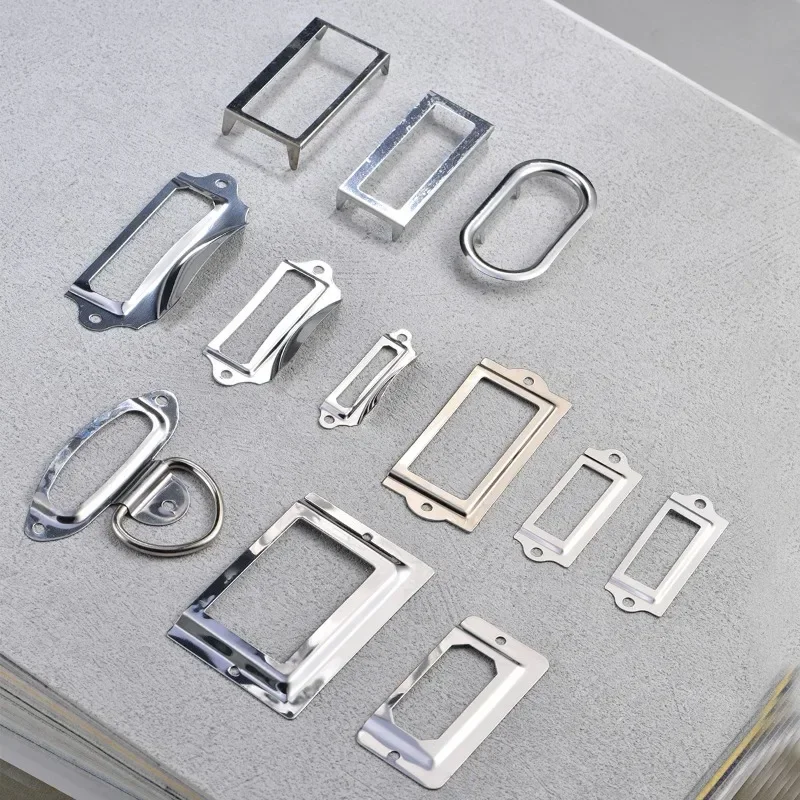 4pcs Card holder Stainless steel business frame Hardware accessories storage box Label frame Business card handle storage box