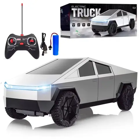 1:24 RC Cybertruck Pickup 4WD Off-Road Remote Control Car, 27Mhz High-Speed Dual Motor Truck with LED Lights,Gift for Boys Kids