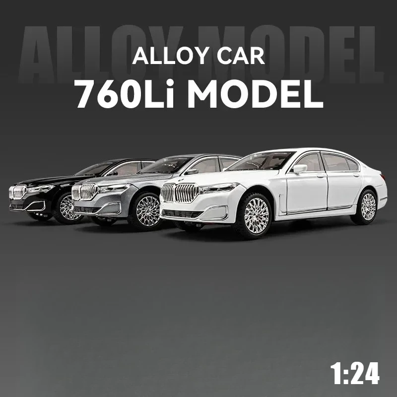 1:24 760Li Luxury Sedan High Simulation Car Model Toy Die-casting Alloy Sound and Light Series Model Birthday Gift