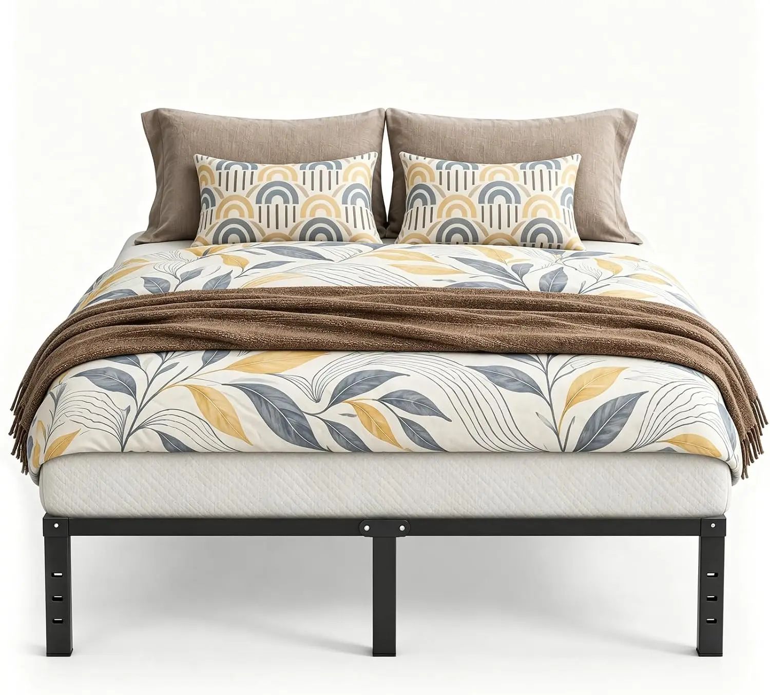 14 in Queen Bed Frame, Metal Platform Bed 15-Minute Solo Setup
