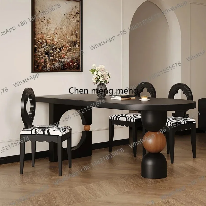 

French Solid Wood Dining Table American Black Retro Living Room Dining Table Desk Designer Home Furniture Tavolo Praznzo