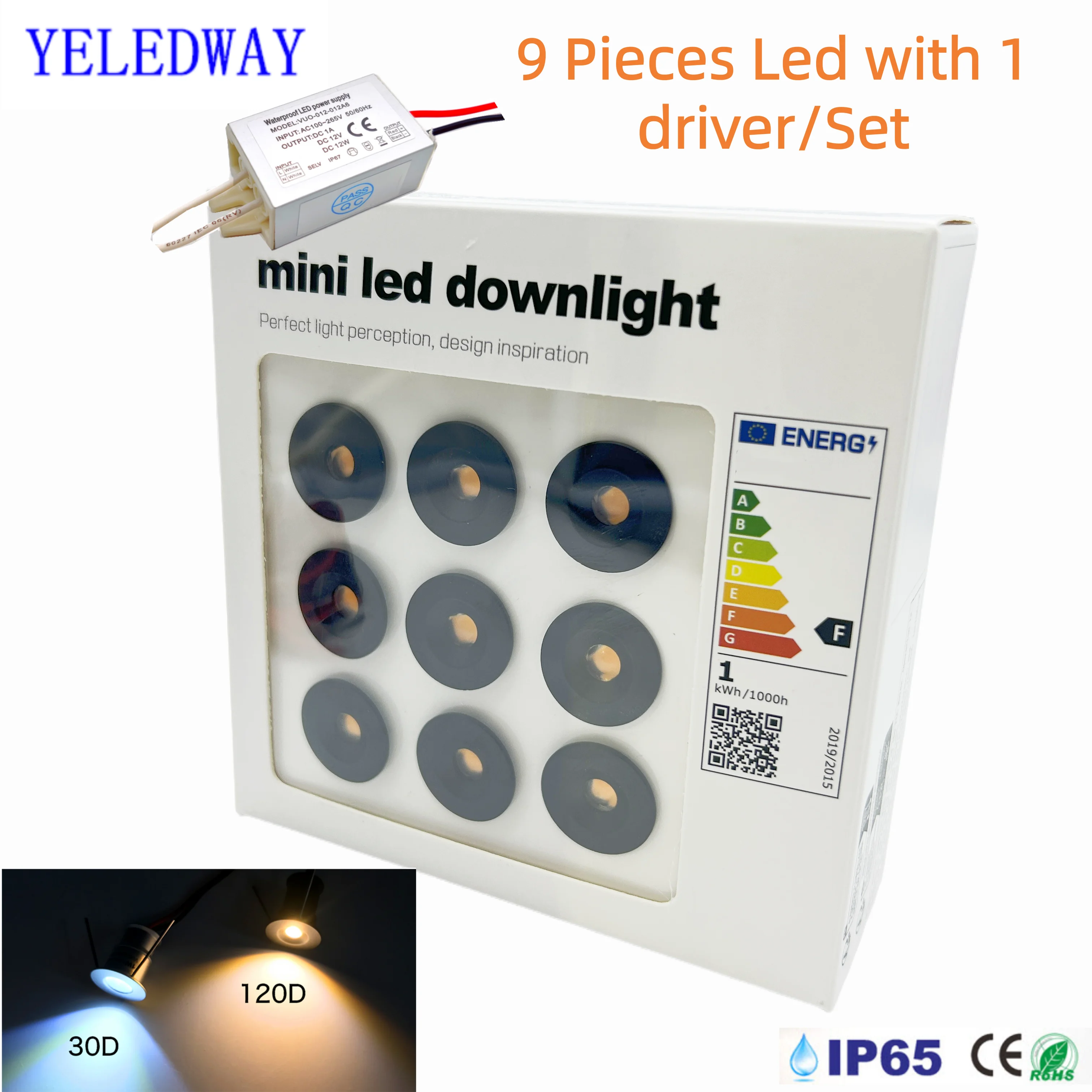 

1W Mini LED Downlight IP65 Ambient Spotlight 12V Small Spot Bulb Lights for Ceiling Stairs Walkways Courtyards Cabinet Lighting
