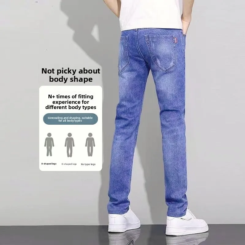 Invisible Zipper Open-crotch Pants, New Spring and Summer Denim Straight Elastic Middle-aged and Young Men's Pants Baggy Jeans