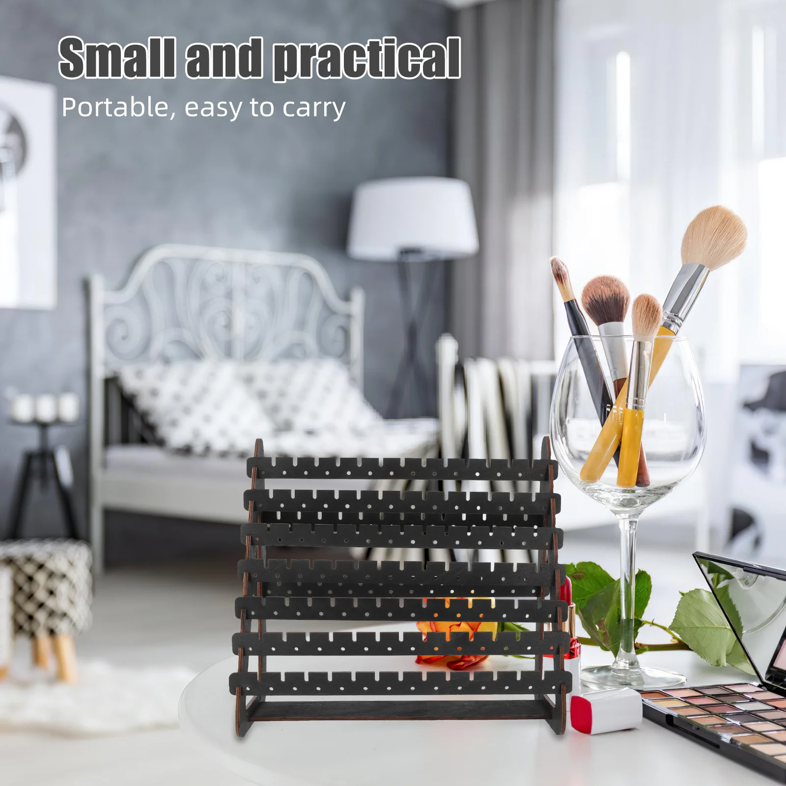 

Wooden Earring Organizer Stand Smooth Finish Stud Earring Holder Space-Saving Jewelry Display Rack for Vanity Jewerly Holder