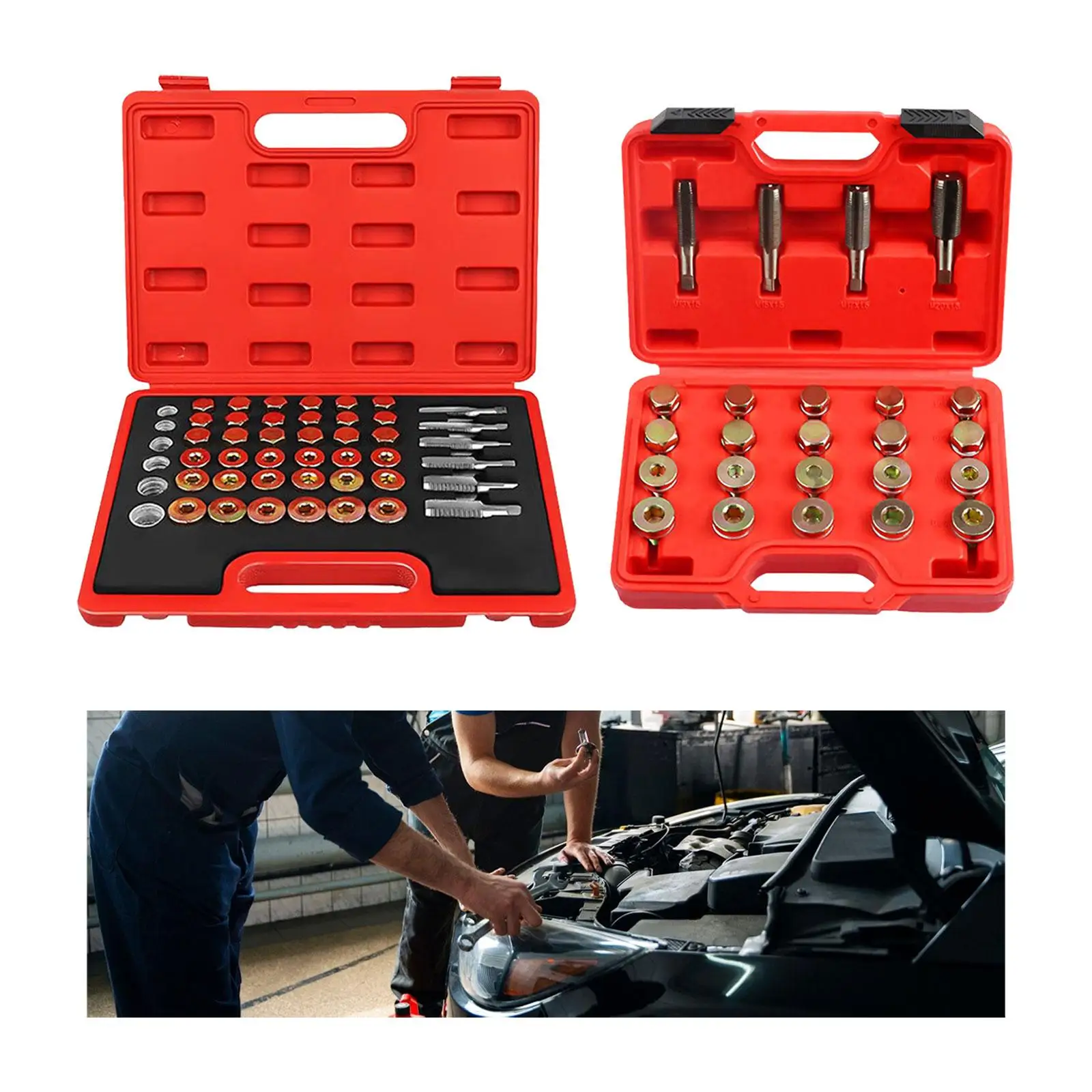 Oil Pan Thread Repair Kit Accessory Stainless Steel Reusable Easy to Install Replace Parts Carry Case Thread Taps M13 to M22