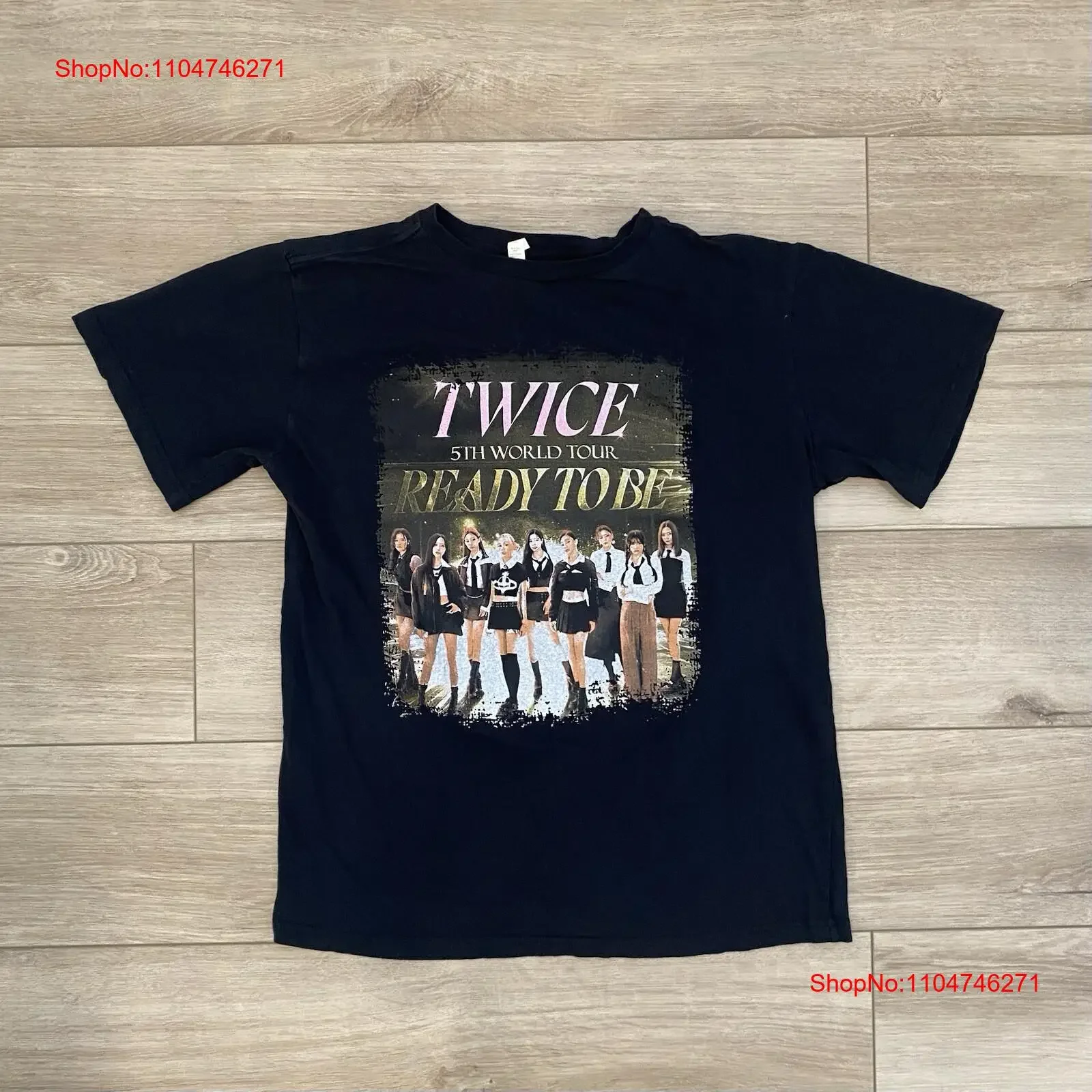Twice 5th World Tour Ready To Be Black T Shirt Adult Size Large K Pop Music vintage Washed streetwear Top For Everyday Wear