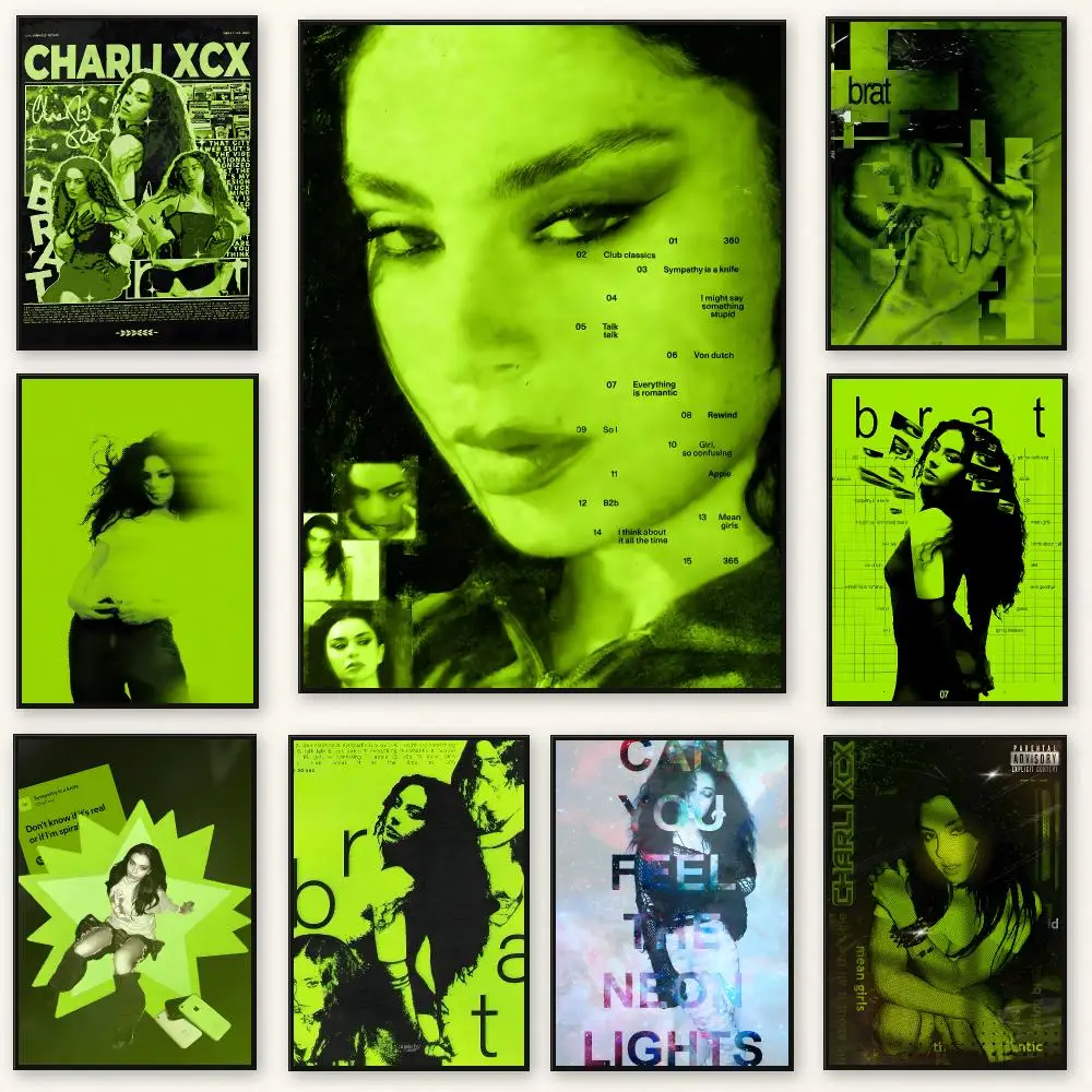 Pop Singer C-Charli XCX Poster Frameless Peel-and-Stick Removable Wall Art Print