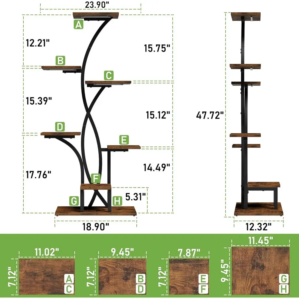 7-laags hoekplantenstandaard voor binnen met kweeklampen, bloemvormig rek voor woonkamer en terras