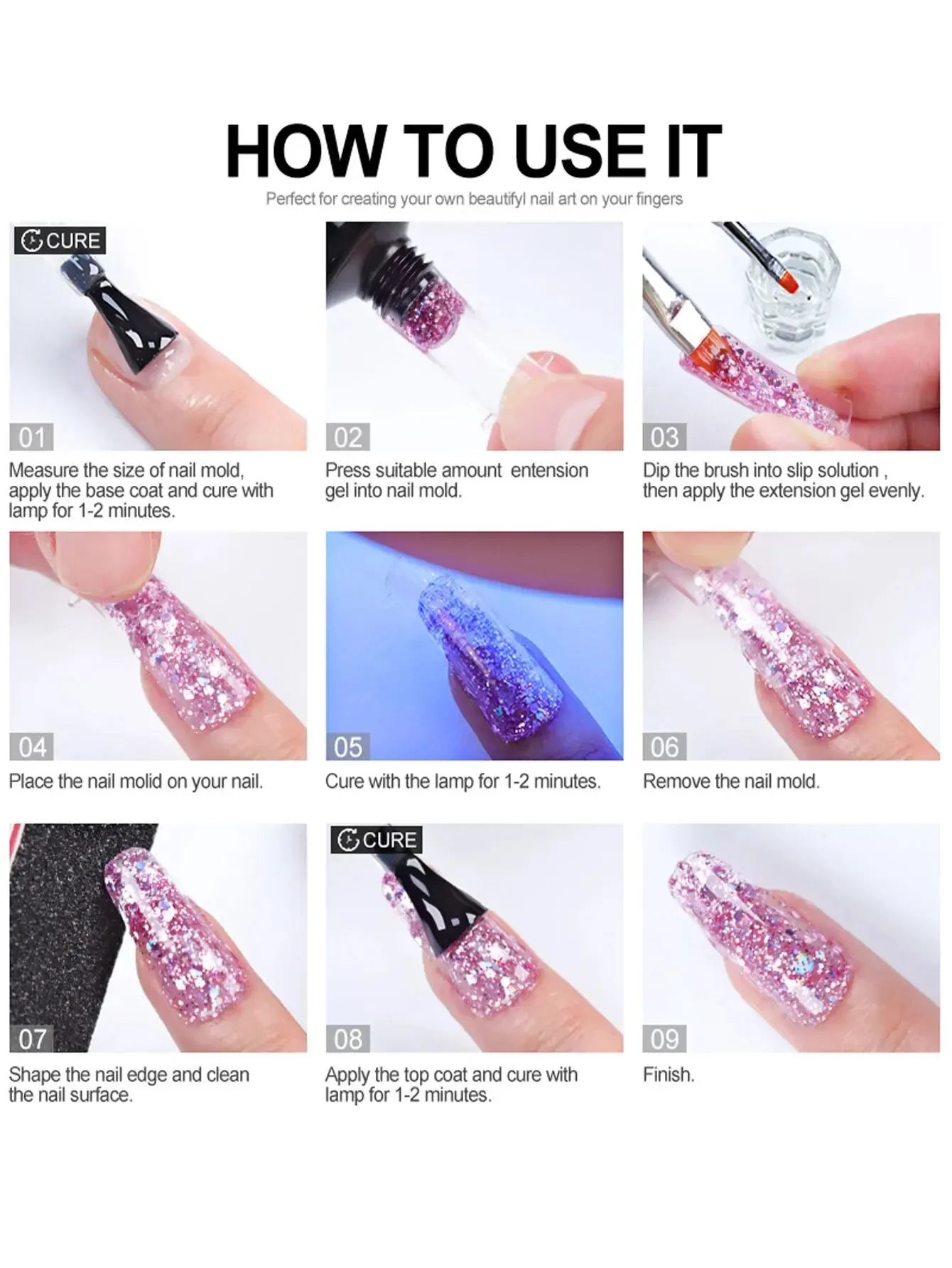 15 ml nagelverlengingsgelset zonder UV-lamp Volledige manicureset Slip Solution Nail Art Quick Extension Gel Tool Set