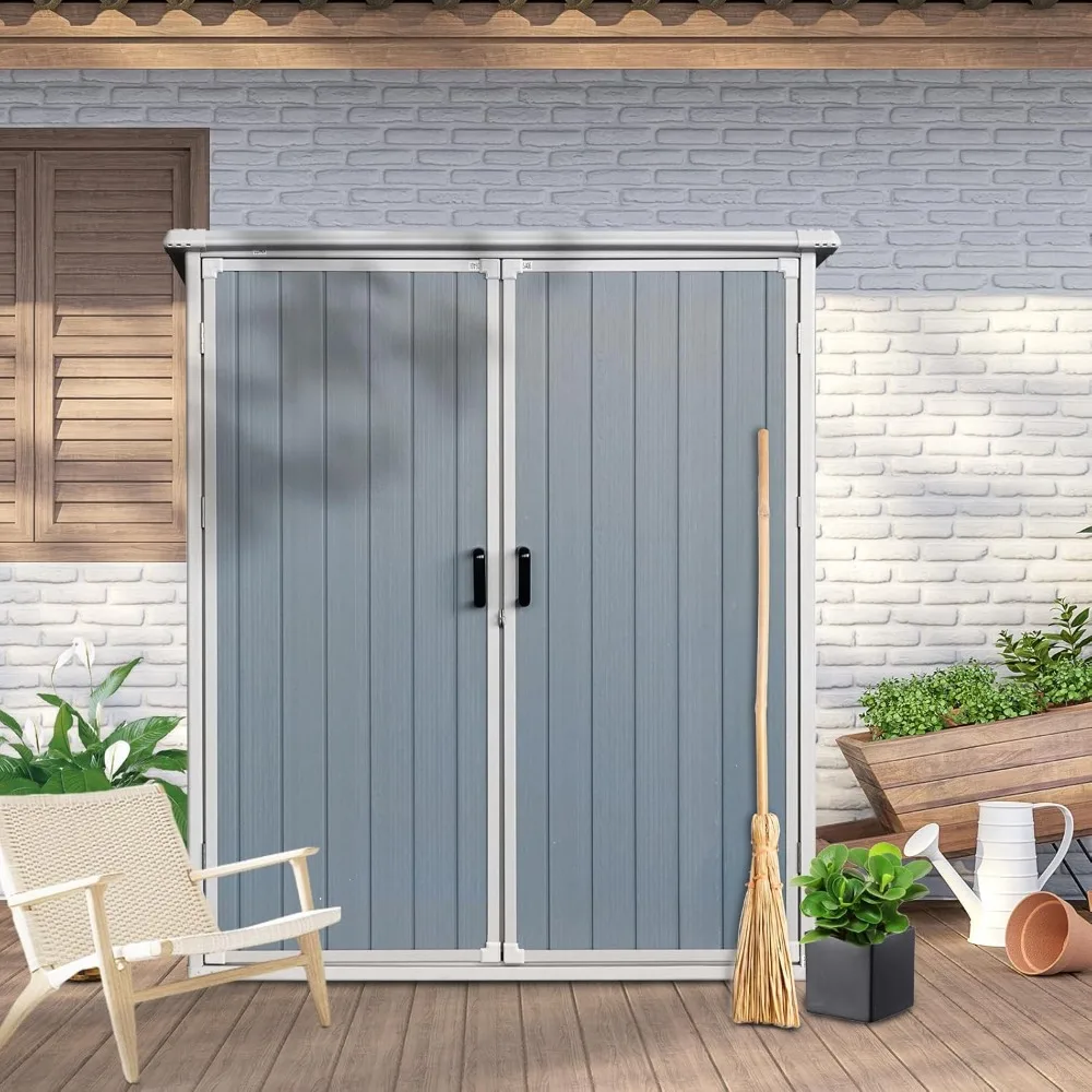 Resin Outdoor Storage Shed, Garden Tool House with Side Window and Air Vent, Strong Structure for Patio Lawn