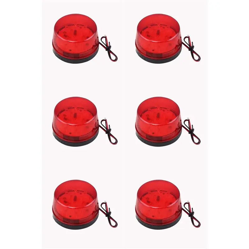 BTLIFE-6X 12V Alarm Led Flashing Strobe Light For Home Security Alarm System Red