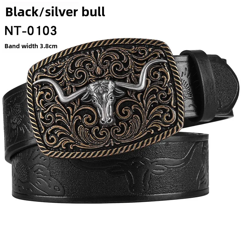 Vintage-Stil PU-Leder Western Cowboy-Gürtel mit klassischer Buchstabenschnalle – 3,8 cm breit, langlebig und stilvoll mit Retro-Blumenmuster – Detail 11