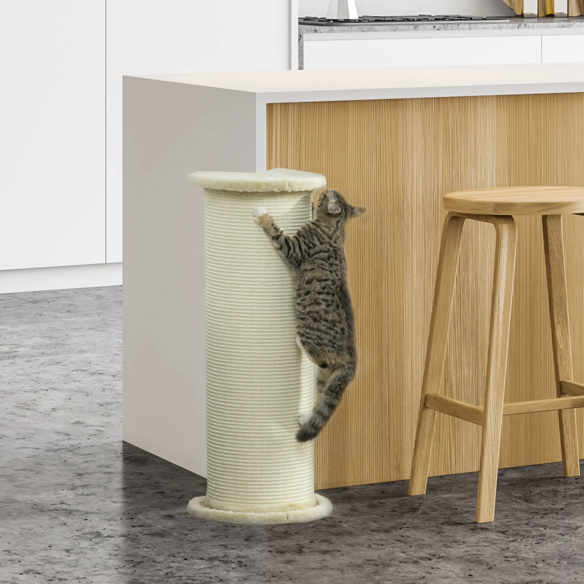 Tiragraffi PawHut 85 cm Colonna antigraffio alta con corda in sisal, protezione inclinabile tiragraffi per gatti albero per gatti per gatti medi