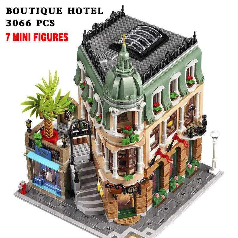 Street View Series Boutique Hotel Modular Building Blocks Bricks Toys Birthday Christmas Gifts Compatible 10297 toys for boys