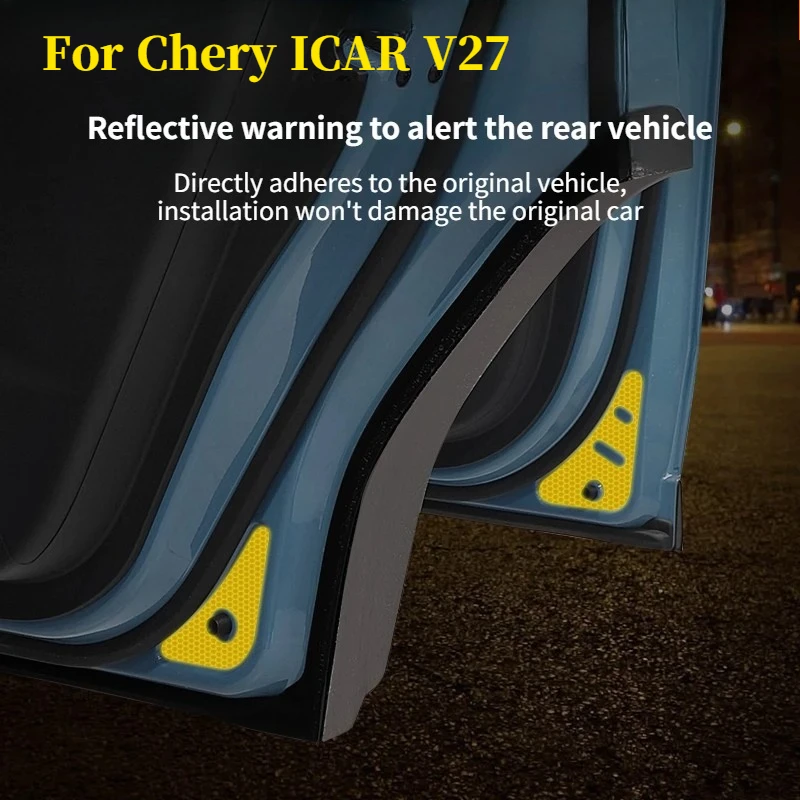 

For Chery ICAR V27 2026 2027 Car Door Open Warning Reflective Sticker Night Safety Reminder Decals Special Refit Accessories