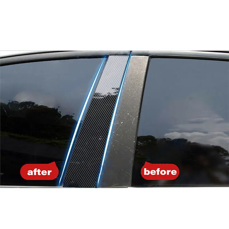 6pcs Carbon Fiber Pillar Post Door Window Trim Cover For Toyota Sienna 2011-2020